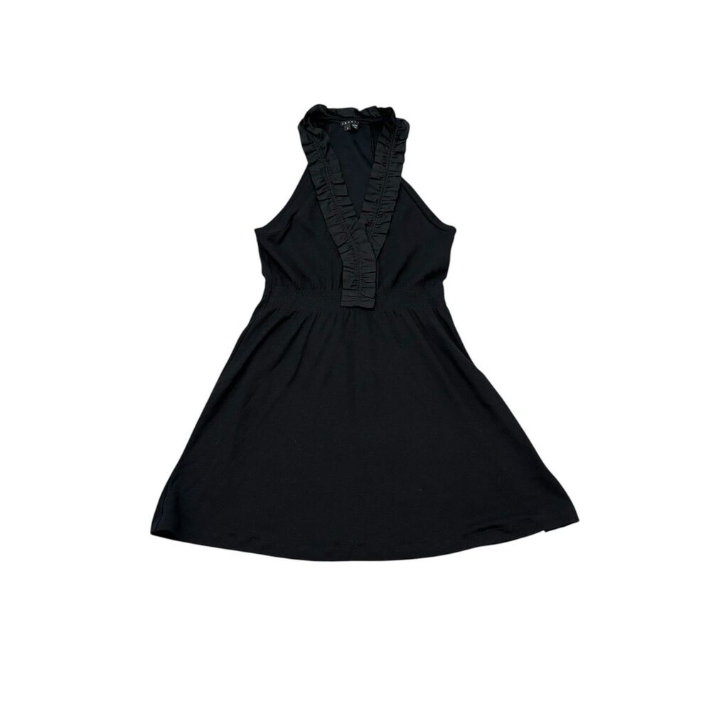Theory Black Lavene Ruffle Neck Halter Dress Wool Blend Size S